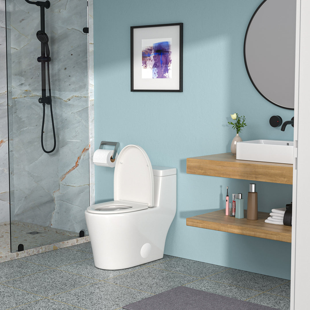 Ceramic One Piece Toilet,Single Flush with Soft Clsoing Seat