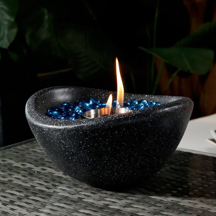 Tabletop Fire Pit Black, Outdoor & Indoor Fire Pit, Portable Concrete Fire Pit, Personal Ethanol Fireplace, Outdoor Table Top Fire Pit, Mini Fire Pit Smokeless Fire Bowl