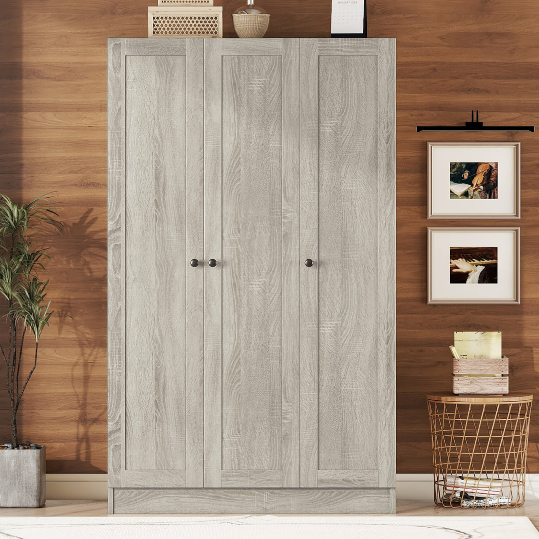 3-Door Shutter Wardrobe with shelves, Gray