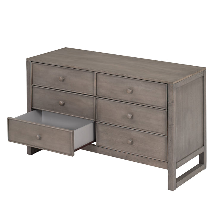 Rustic Wooden Dresser with 6 Drawers,Storage Cabinet for Bedroom,Anitque Gray