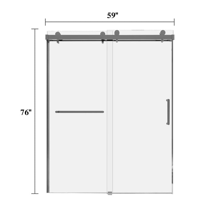 59''×76'' Size  10mm Glass Brushed Nickel Color With Double Door  Modern Style Bathroom Shower Door