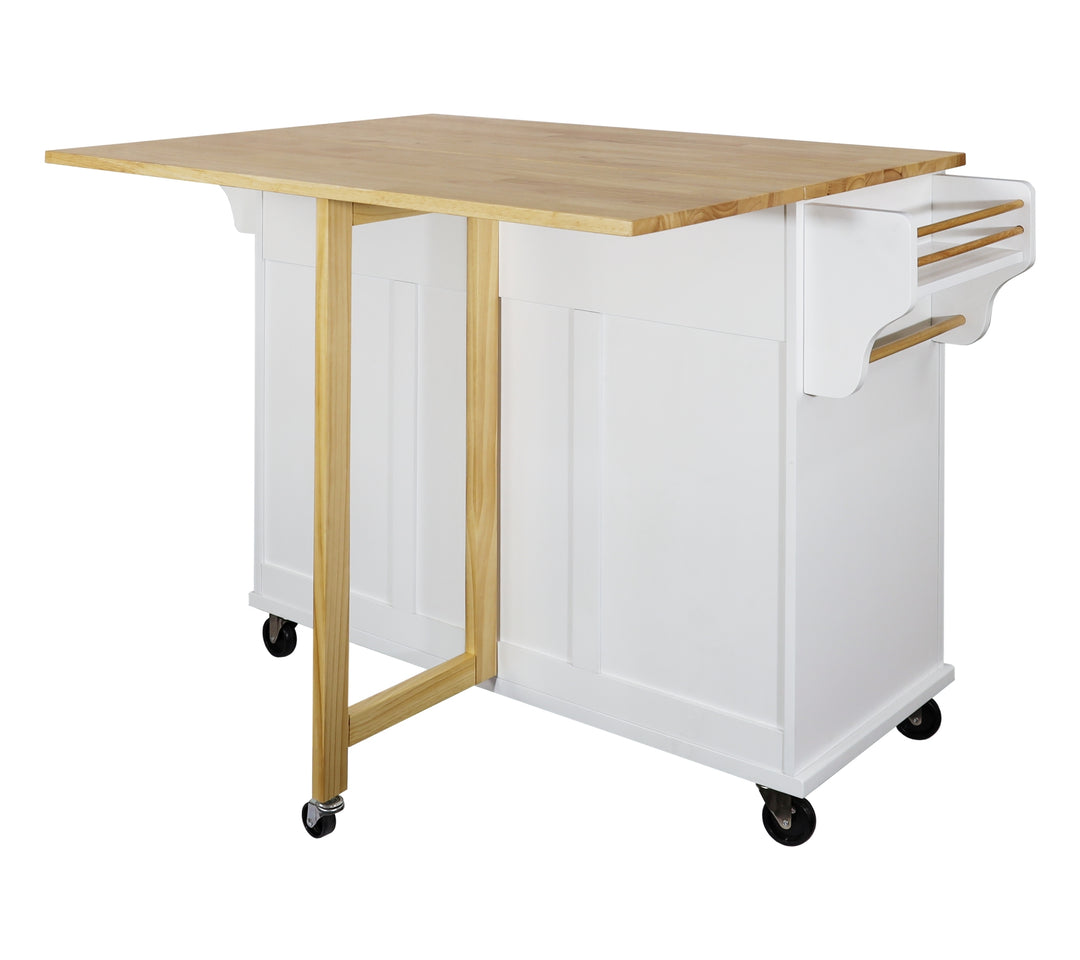 Cambridge Natural Wood Top Kitchen Island with Storage