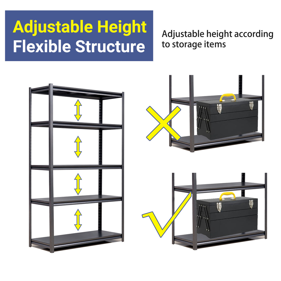 Storage Shelves 5 Tier Heavy Duty Metal Shelving Unit Adjustable Shelving Units and Storage Rack Kitchen Garage Shelf H72 * W47.2 * D23.6