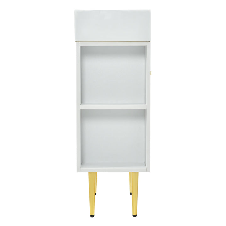 21.6" white Bathroom vanity, Combo Cabinet, Bathroom Storage Cabinet, Single Ceramic Sink, Right side storage