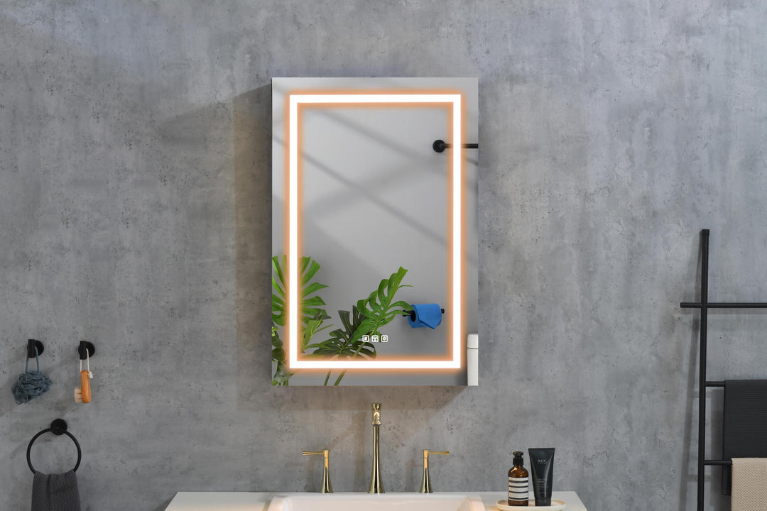 LED Lighted Bathroom Medicine Cabinet with Mirror, Surface Lighted Medicine Cabinet,Dimmable,Adjustable Shelves,Intelligent Switch Medicine Cabinet, Aluminum Frame,