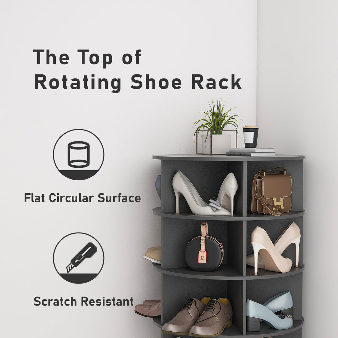 360 gray rotating shoe cabinet with 7 layers can accommodate up to 28 Paris shoes