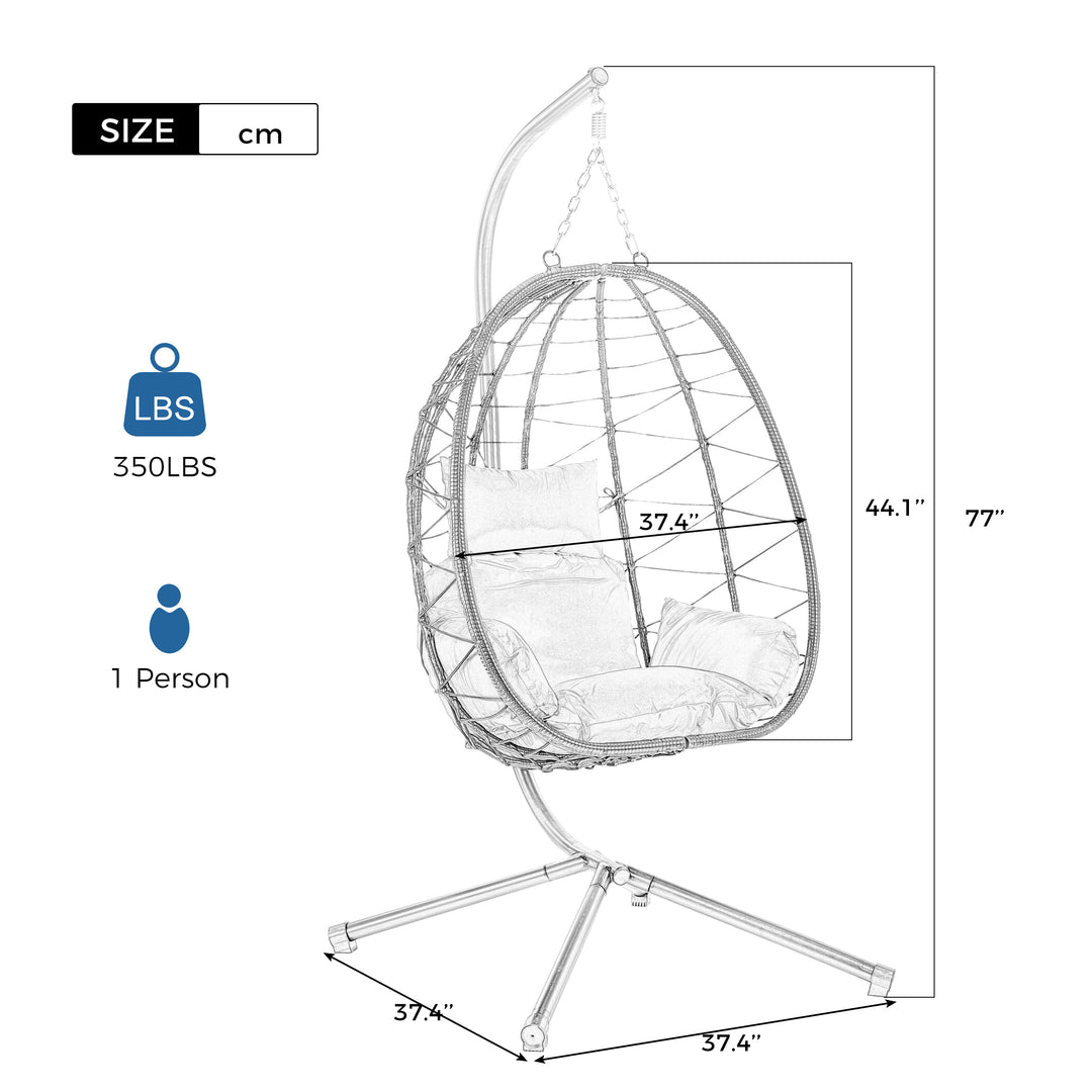 Egg Chair with Stand Indoor Outdoor Swing Chair Patio Wicker Hanging Egg Chair Hanging Basket Chair Hammock Chair with Stand for Bedroom Living Room Balcony