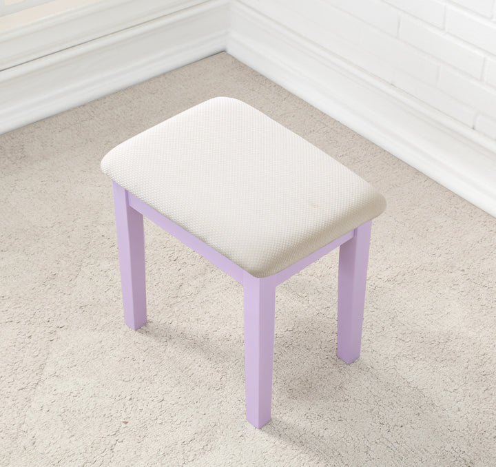 Moniys Wood Moniya Makeup Vanity Table and Stool Set, Purple