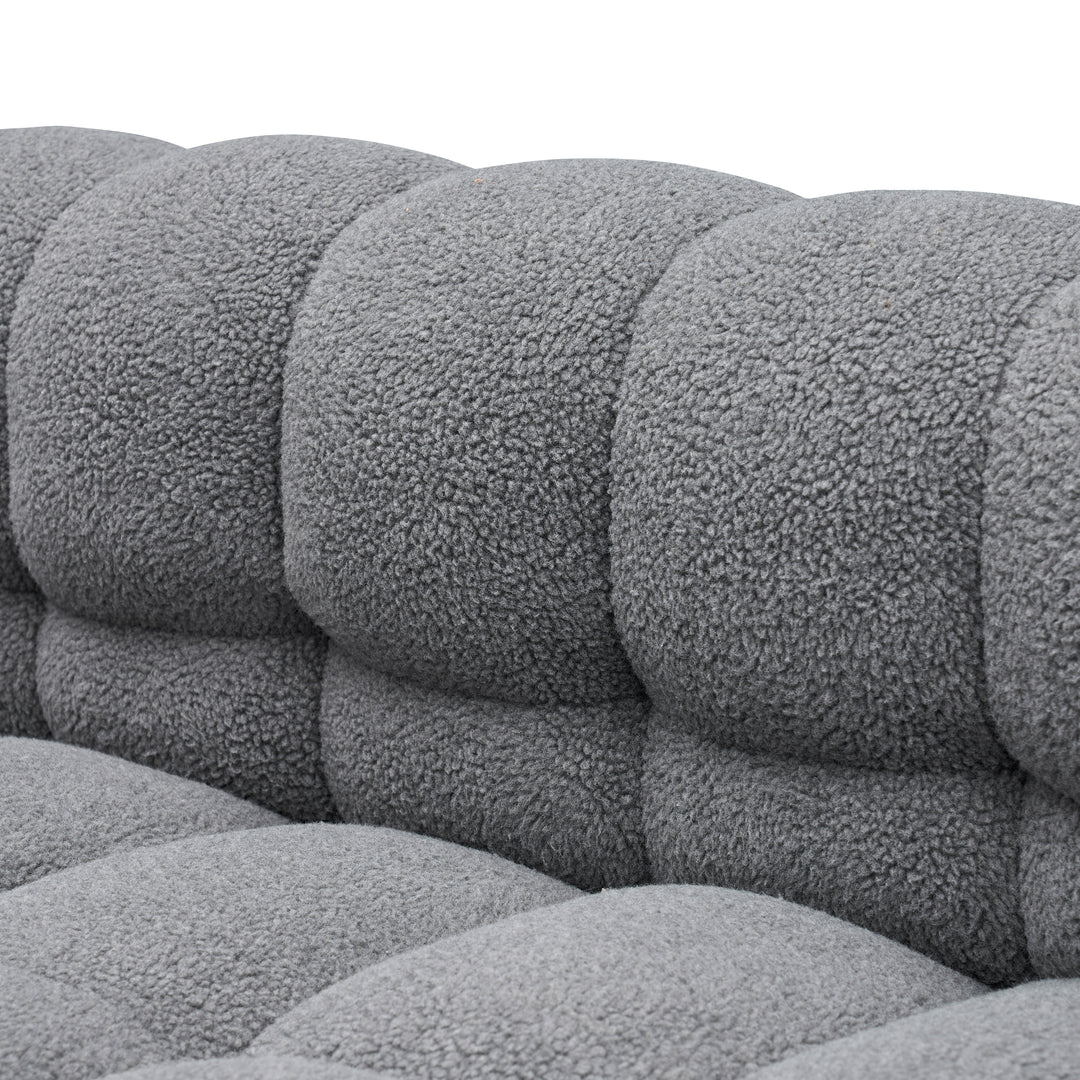 2146  Sofa Include Two Pillows 80" Gray Grain Fleece Fabric Suitable For Living Room Bedroom Apartment