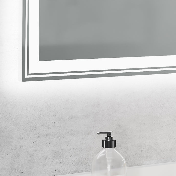 48×36 inch LED-Lit bathroom mirror, wall mounted anti-fog memory Adjustable Brightness front and back light Rectangular Vanity mirror