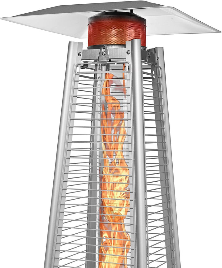 Outdoor Patio Propane Space Heater - 42,000 Btu Pyramid Propane Heater,7.5 Feet Tall,stainless steel Outdoor Heater, Portable Heater, Patio Heater Propane, W/Wheels