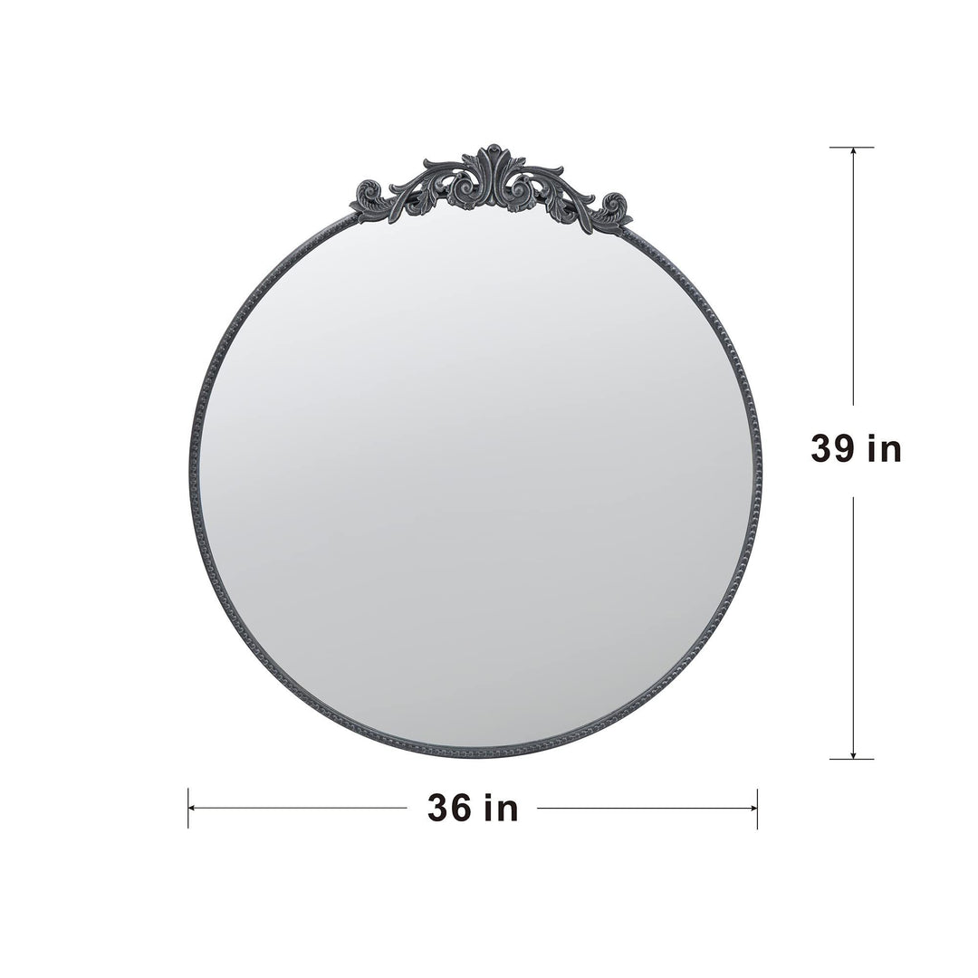 36" x 39" Classic Design Mirror with Round Shape and Baroque Inspired Frame for Bathroom, Entryway Console Lean Against Wall