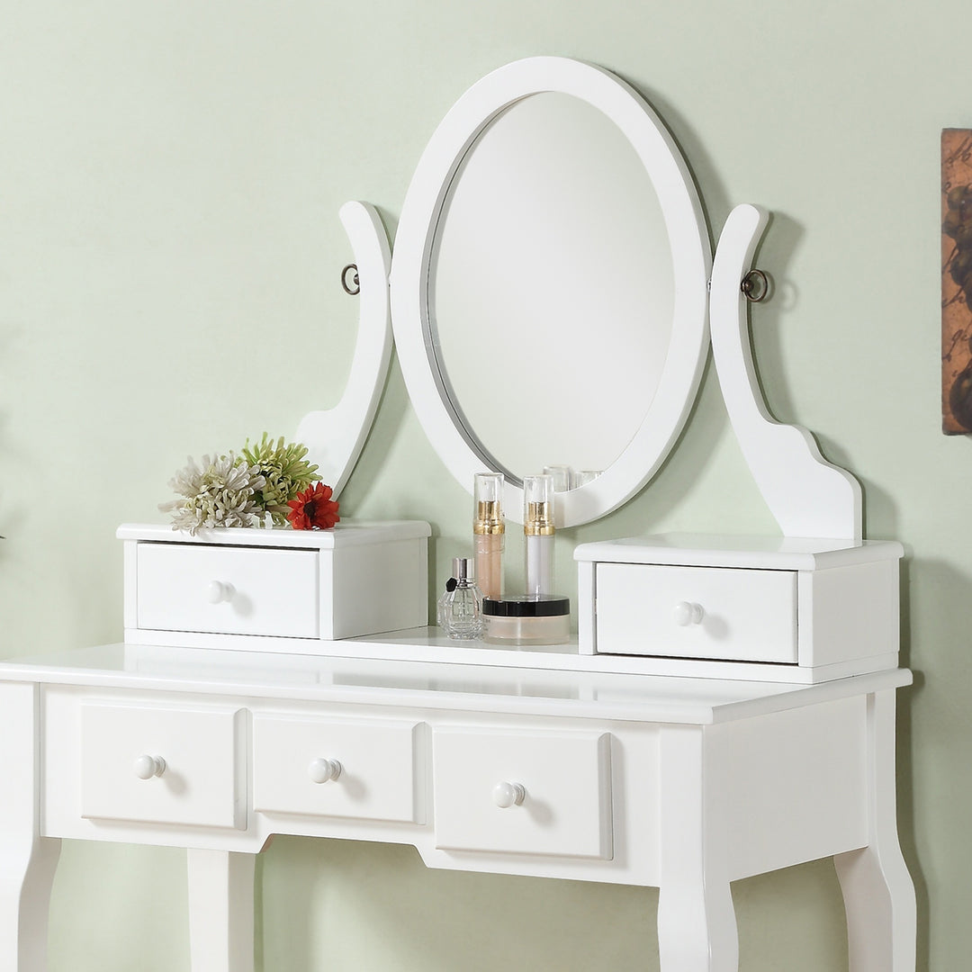 Ashley Wood Make-Up Vanity Table and Stool Set, White