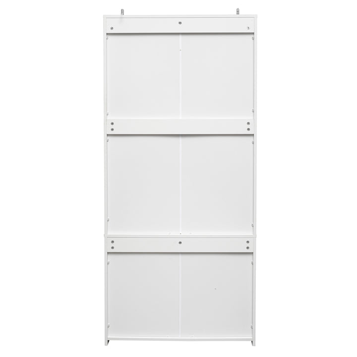 2-Door Wardrobe with 3 Drawers High Wardrobe  Armoire With 2 Rattan Door For Living Room, Bedroom Organizer