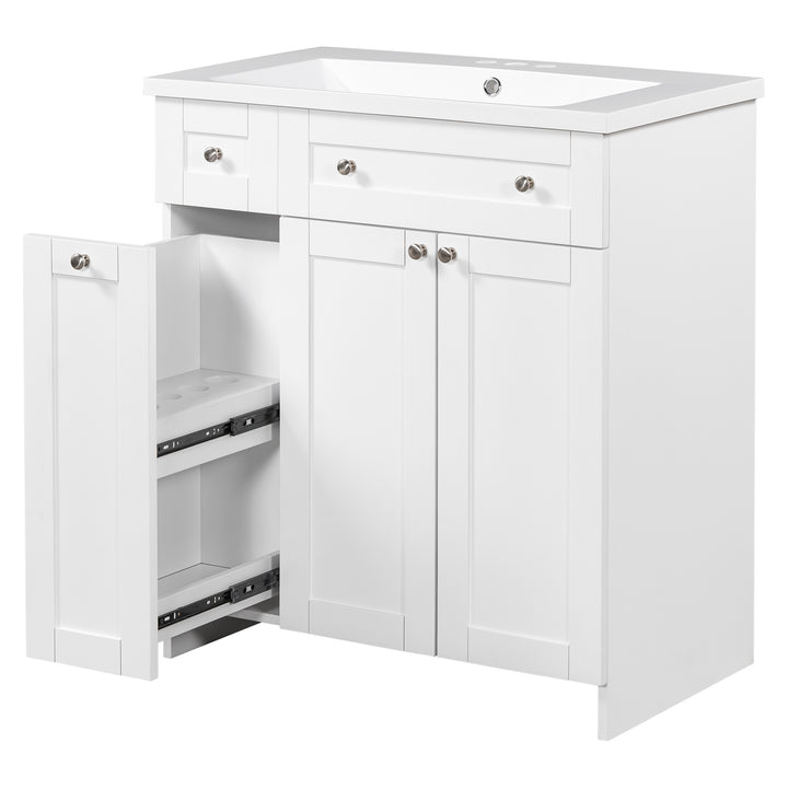 30" White Bathroom vanity with Single Sink ,Combo Cabinet Undermount Sink,Bathroom Storage Cabinet vanities