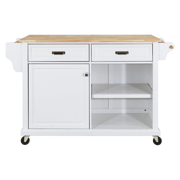 Cambridge Natural Wood Top Kitchen Island with Storage