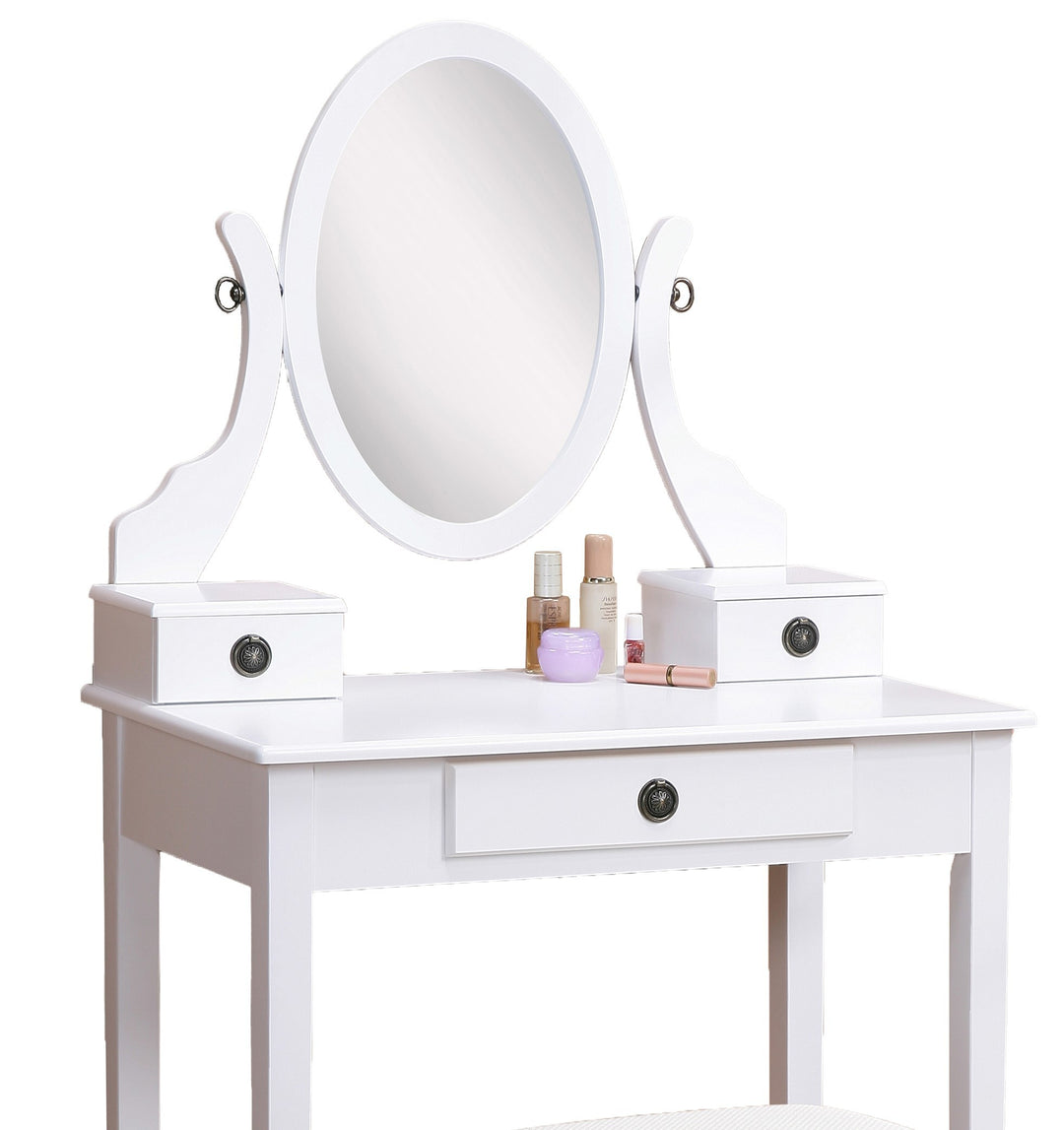 Moniys Wood Moniya Makeup Vanity Table and Stool Set, White