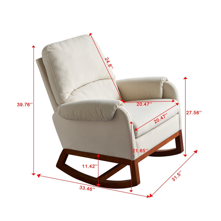 Modern Comfortable Velvet Rocking Chair for Living Room & Reading Room Beige Color