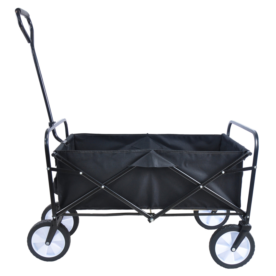 Folding Wagon Garden Shopping Beach Cart (Black)