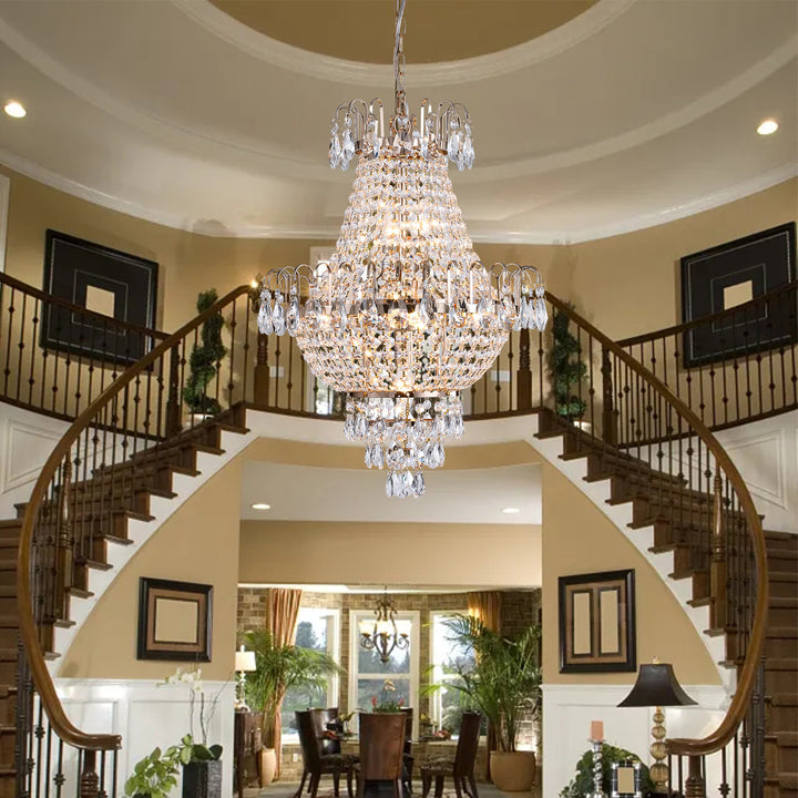 Gold Crystal Chandeliers,Large Contemporary Luxury Ceiling Lighting for Living Room Dining Room Bedroom Hallway