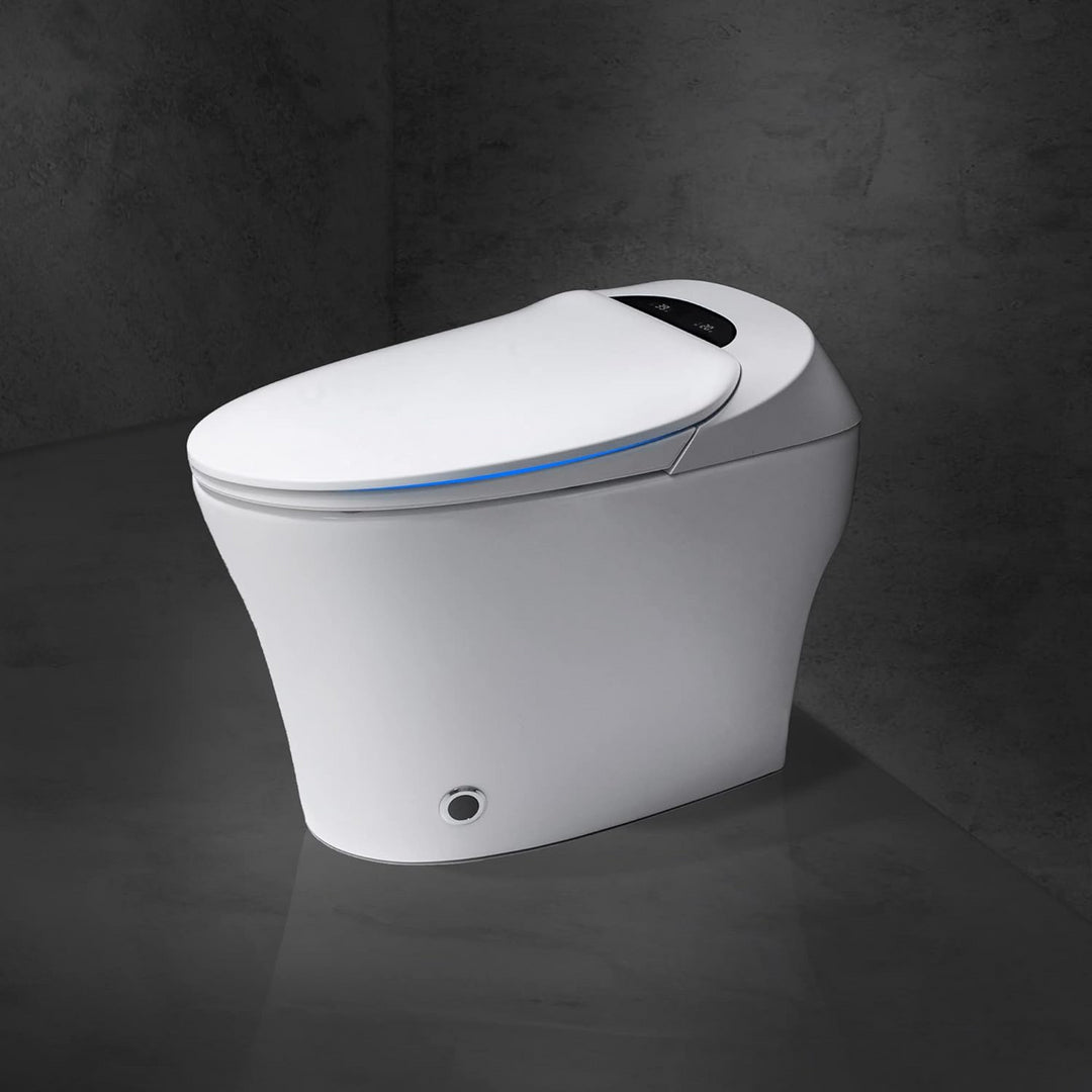 Smart Toilet, Auto Flush, Heated Integrated Advance Bidet and Soft Closing Seat, Massage Washing, Open & Close, Multi Function Remote Temperature Control