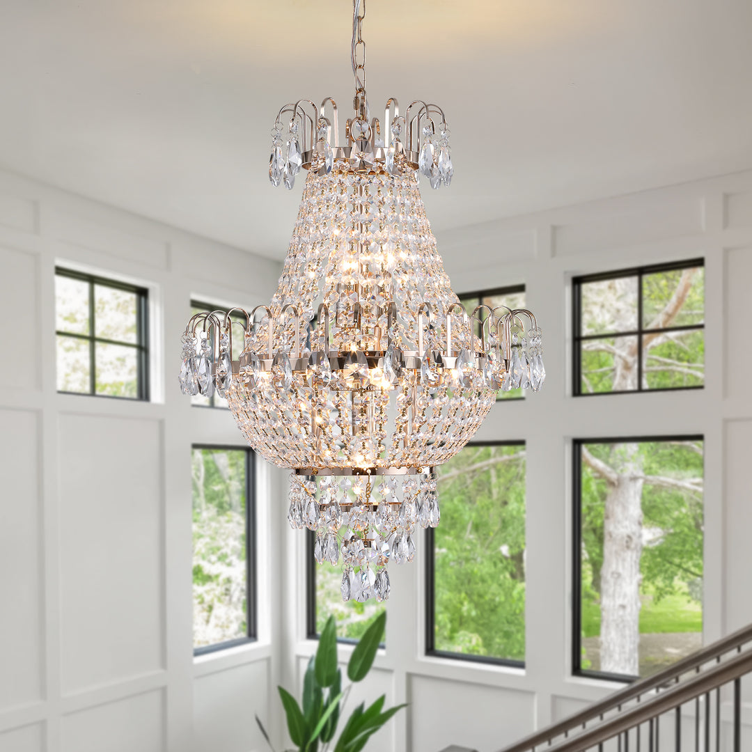 Gold Crystal Chandeliers,Large Contemporary Luxury Ceiling Lighting for Living Room Dining Room Bedroom Hallway