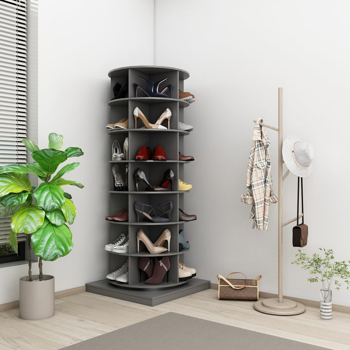 360 gray rotating shoe cabinet with 7 layers can accommodate up to 28 Paris shoes