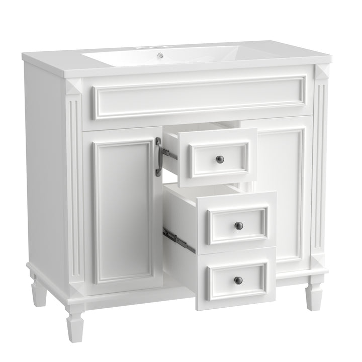 36'' Bathroom Vanity without Top Sink, Cabinet only, Modern Bathroom Storage Cabinet with 2 Soft Closing Doors and 2 Drawers