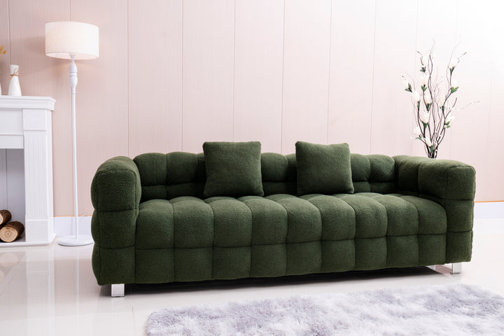 [New+Video]2146 Sofa includes two pillows 80" green  fleece for living room bedroom