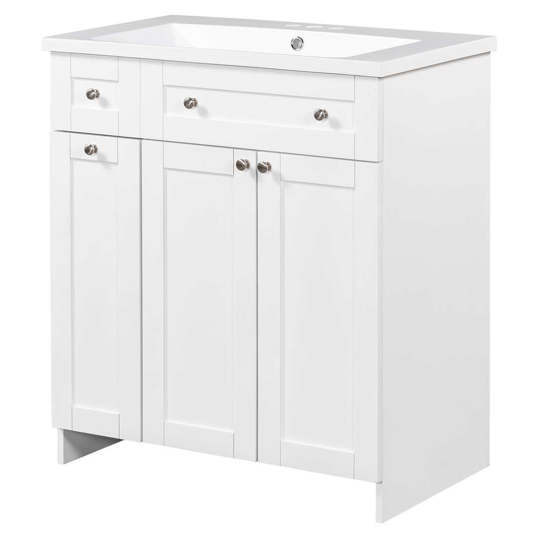 30" White Bathroom vanity with Single Sink ,Combo Cabinet Undermount Sink,Bathroom Storage Cabinet vanities