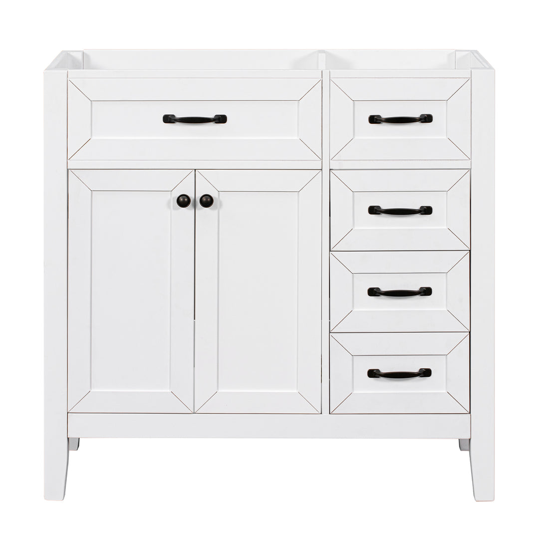 36" Bathroom Vanity without Sink, Cabinet Base Only, Bathroom Cabinet with Drawers, Solid Frame and MDF Board, White