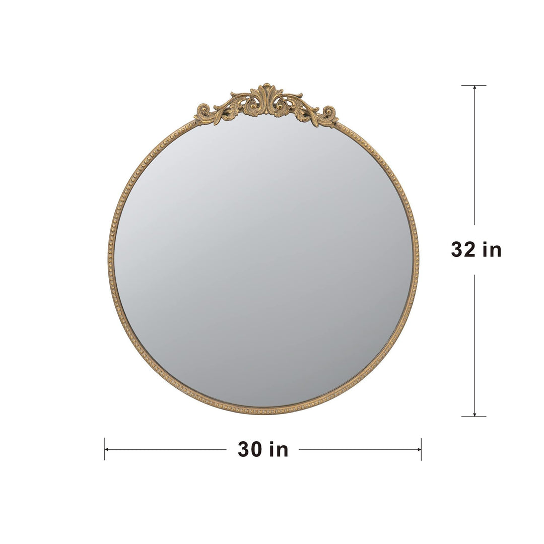 30" x 32" Round Gold Mirror, Wall Mounted Mirror with Metal Frame for Bathroom Living Room