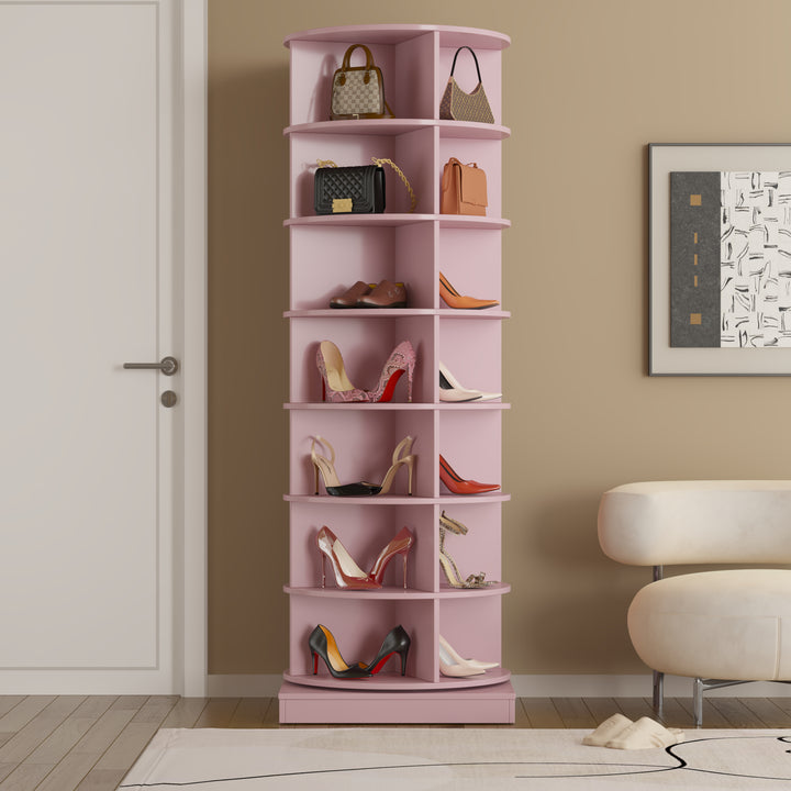 new 360 pink rotating shoe cabinet with 7 layers can accommodate up to 28 Paris shoes