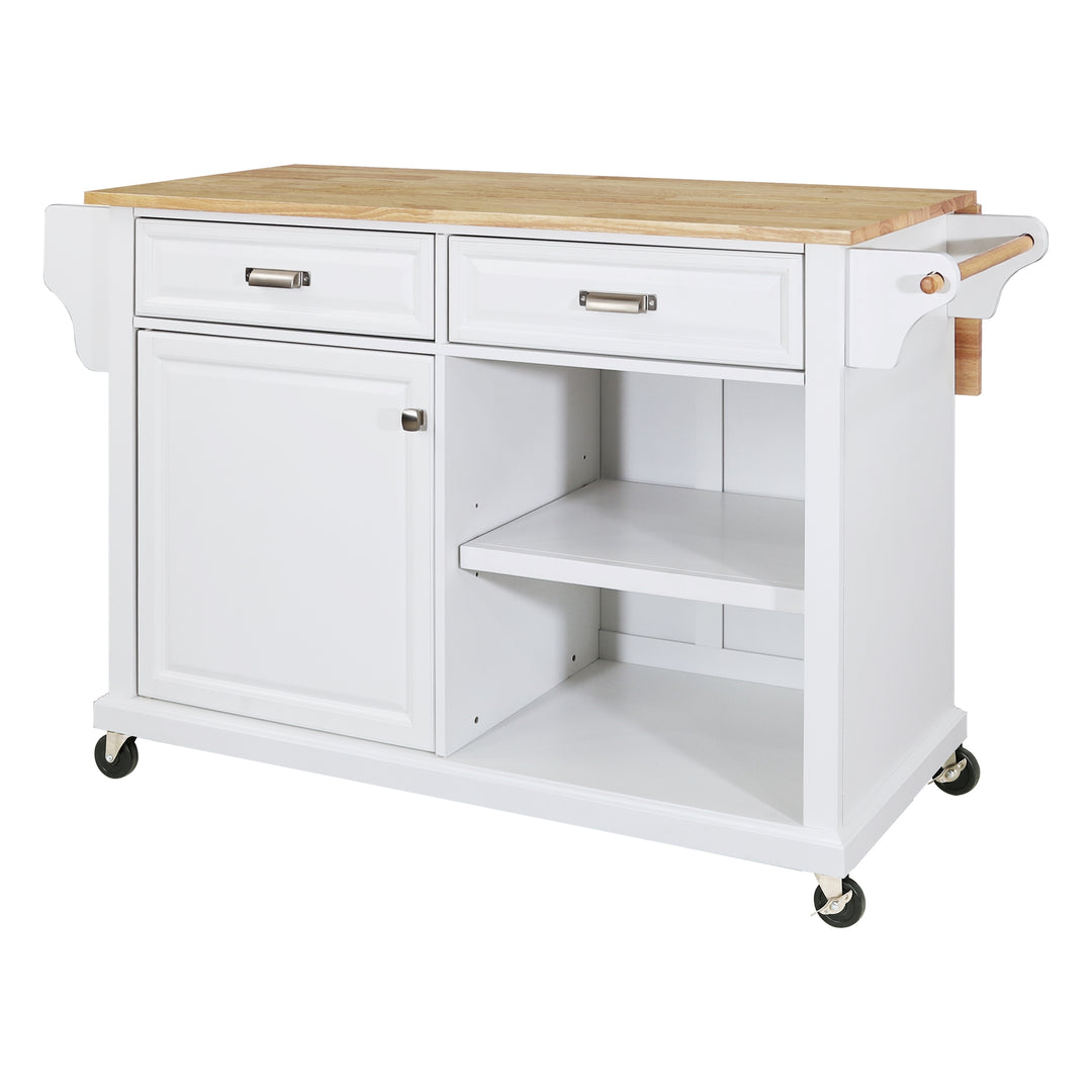 Cambridge Natural Wood Top Kitchen Island with Storage