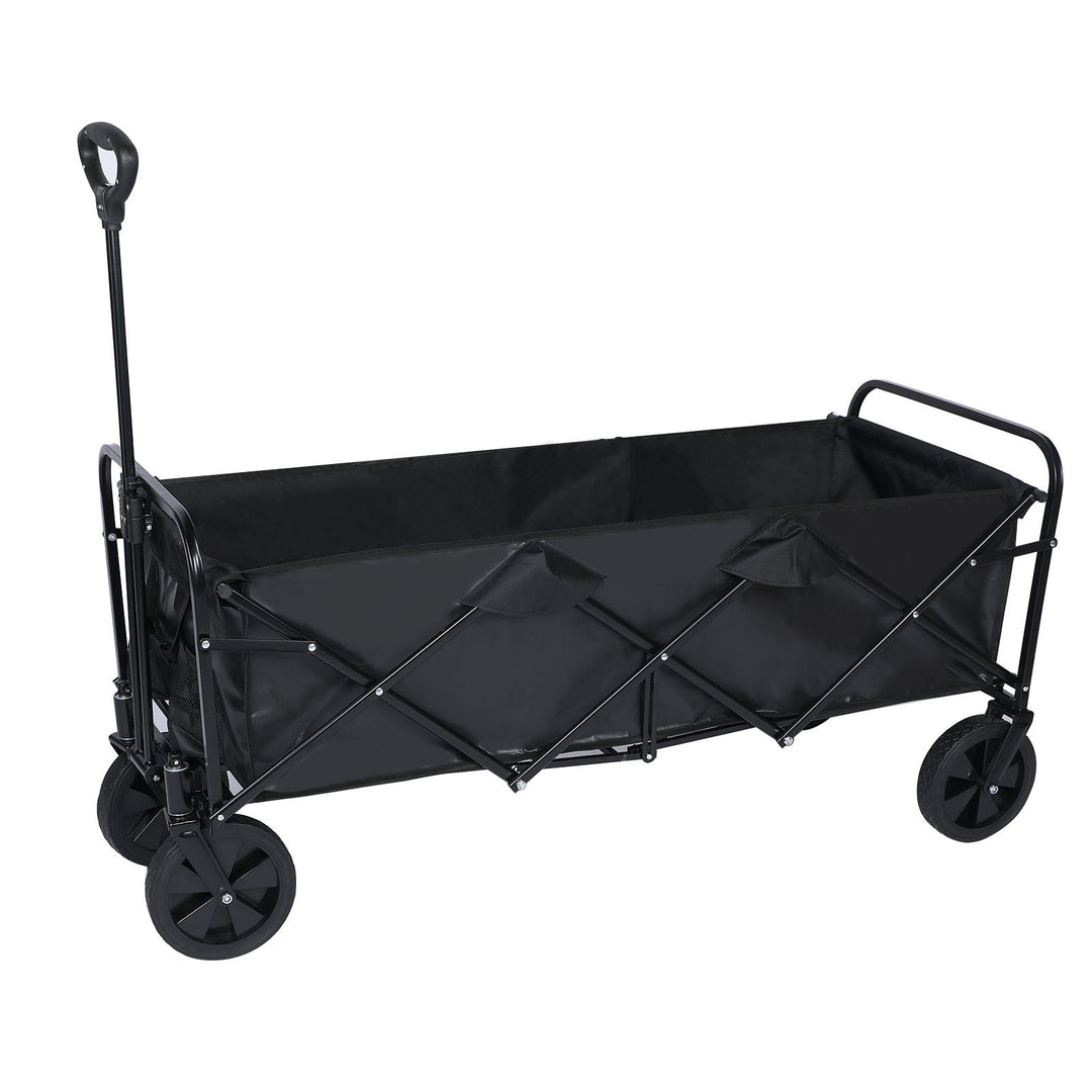 YSSOA Heavy Duty Folding Portable Hand Cart with Removable Canopy, 8'' Wheels, Adjustable Handles and Double Fabric for Shopping, Picnic, Beach, Camping