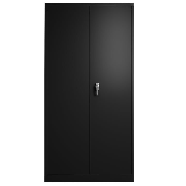 Metal Storage Cabinet,Steel Storage Cabinet with 2 Doors and 4 Adjustable Shelves,Black Metal Cabinet with Lock,72"Tall Steel