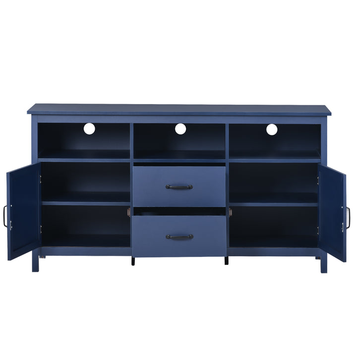 U-Can TV Stand for TV up to 68 in with 2 Doors and 2 Drawers Open Style Cabinet, Sideboard for Living room, Navy