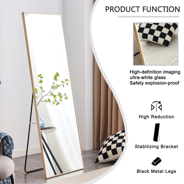 3rd generation, solid wood frame full length mirror in light oak color, large floor mirror, dressing mirror, decorative mirror, suitable for bedrooms, living rooms, clothing stores 65"*23"