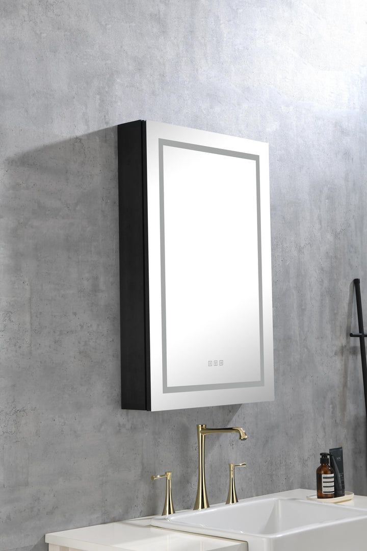 LED Lighted Bathroom Medicine Cabinet with Mirror, Surface Lighted Medicine Cabinet,Dimmable,Adjustable Shelves,Intelligent Switch Medicine Cabinet, Aluminum Frame,