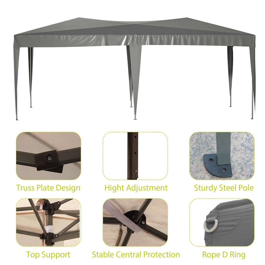 10'x20' EZ Pop Up Canopy Outdoor Portable Party Folding Tent with 6 Removable Sidewalls + Carry Bag + 6 pcs Weight Bag Beige Grey