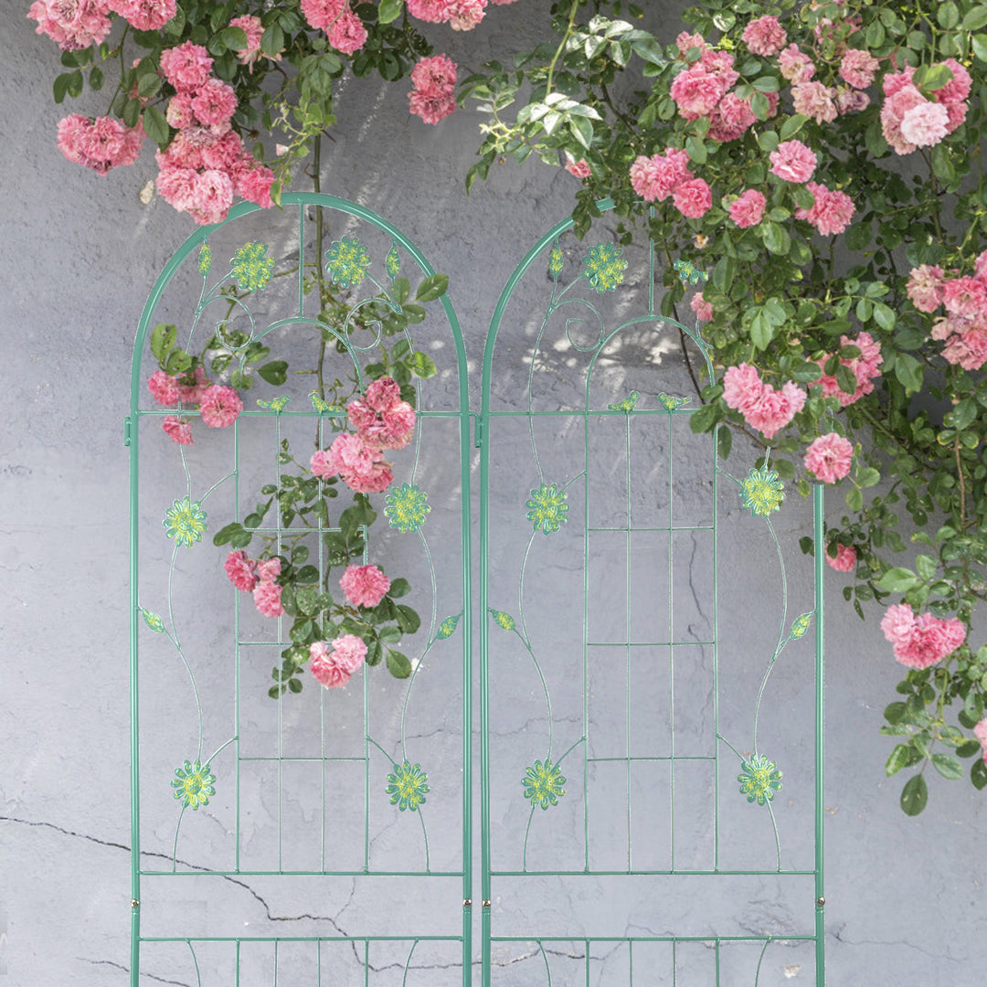 2 Pack Metal Garden Trellis 71" x 19.7" Rustproof Trellis for Climbing Plants Outdoor Flower Support Green