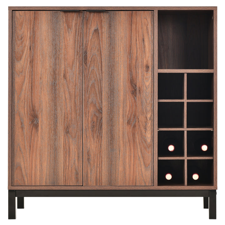 K&K Sideboards and Buffets With Storage Coffee Bar Cabinet Wine Racks Storage Server Dining Room Console 34 Inch(Dark brown)