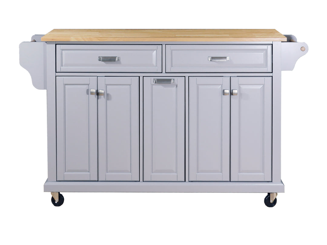 Cambridge Natural Wood Top Kitchen Island with Storage