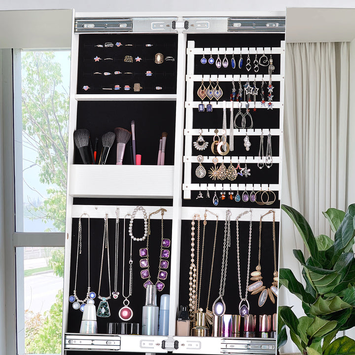 Full Mirror Standing Two Doors Fashion Lxury  Jewelry Storage Cabinet