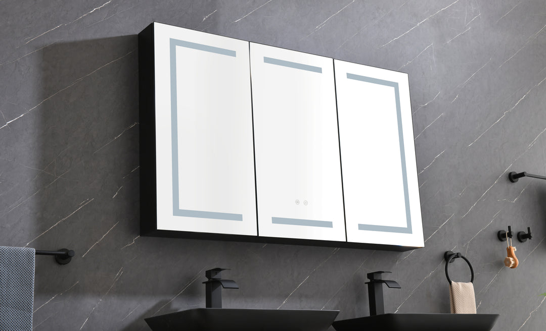 ZIYUNTC LED Mirror Medicine Cabinet with Lights, Dimmer, Defogger, Clock, Temp Display