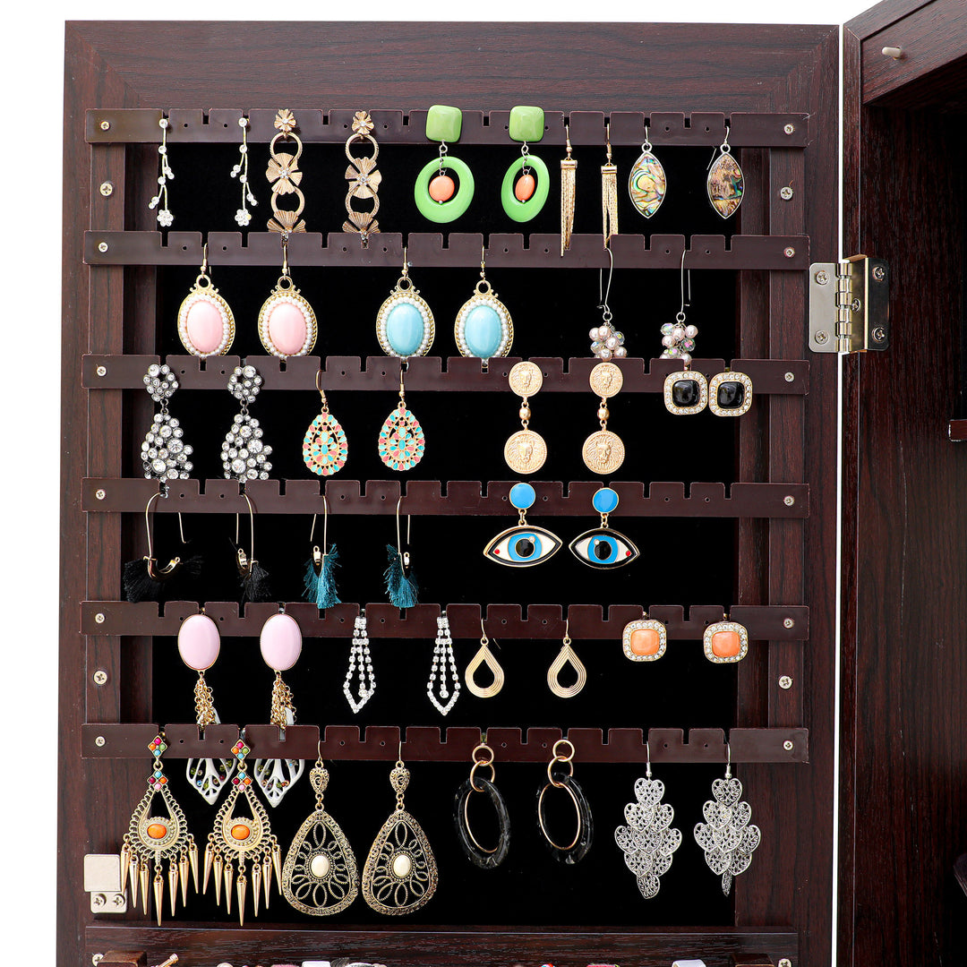 Fashion Simple Jewelry Storage Mirror Cabinet With LED Lights Can Be Hung On The Door Or Wall