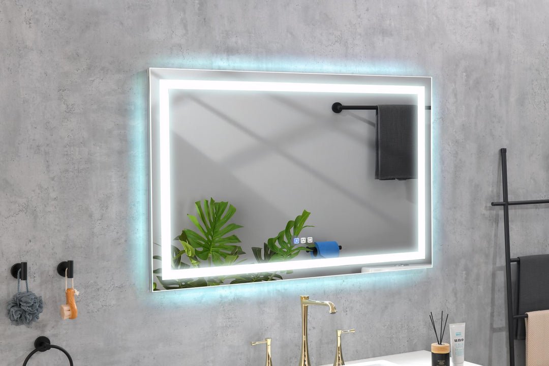 60 in. W x 36 in. H Frameless LED Single Bathroom Vanity Mirror in Polished Crystal  Bathroom Vanity LED Mirror with 3 Color Lights Mirror for Bathroom Wall 60 Inch Smart Lighted Vanity Mirrors Dimm