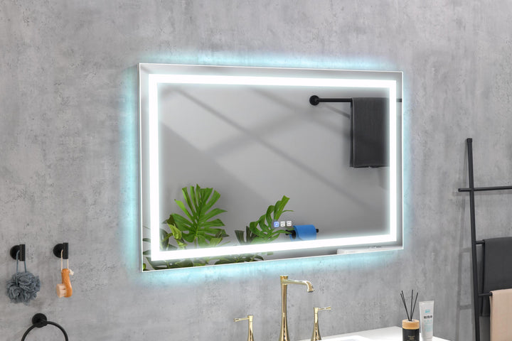 60 in. W x 36 in. H Frameless LED Single Bathroom Vanity Mirror in Polished Crystal  Bathroom Vanity LED Mirror with 3 Color Lights Mirror for Bathroom Wall 60 Inch Smart Lighted Vanity Mirrors Dimm