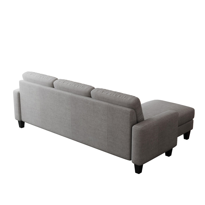 Living Room Furniture with Polyestr Fabric L Shape Couch Corner Sofa for Small Space Grey