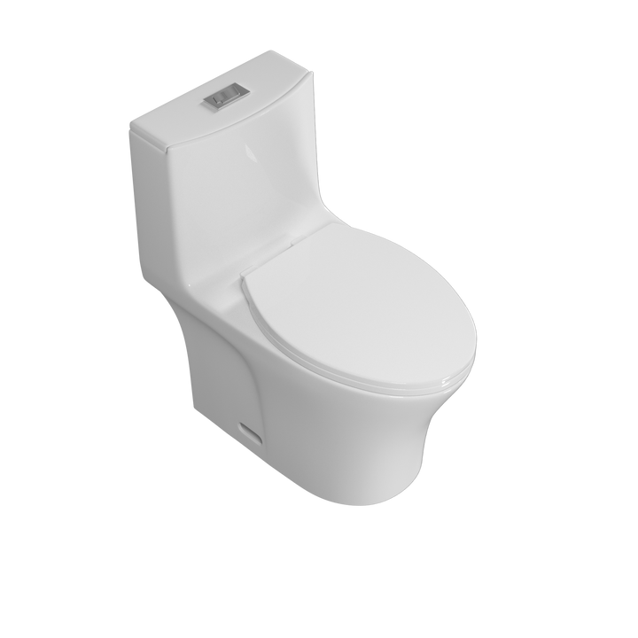 Dual Flush Elongated Standard One Piece Toilet with Comfortable Seat Height, Soft Close Seat Cover, High-Efficiency Supply, and White Finish Toilet Bowl (White Toilet)